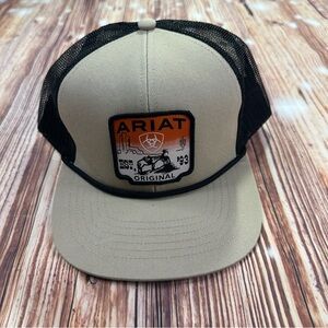 Ariat Men’s Khaki Trucker Cap with Desert Scene Patch& Snapback Closure